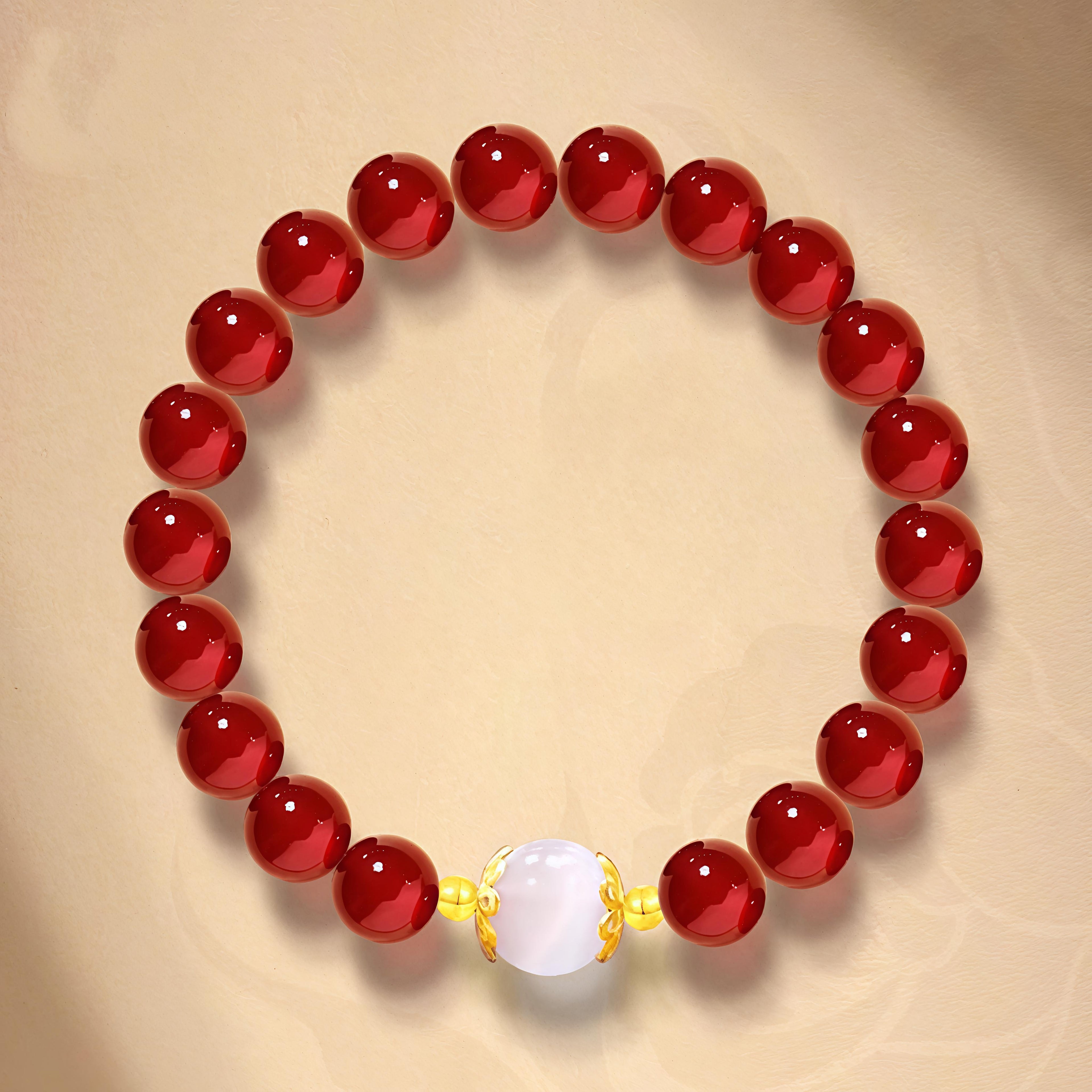 White Crystal and Red Bead Bracelet