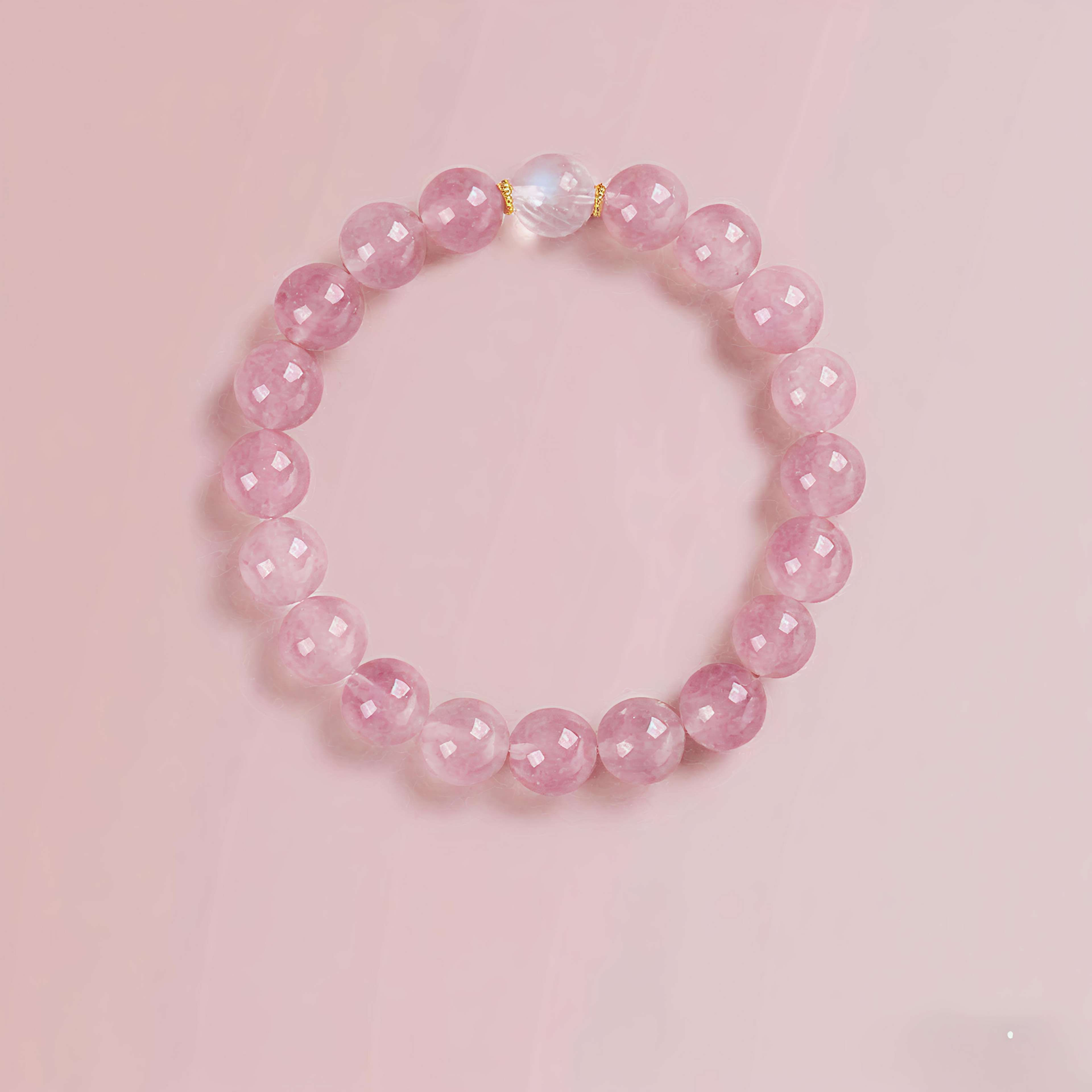 Moonstone Inlaid Rose Quartz Bracelet